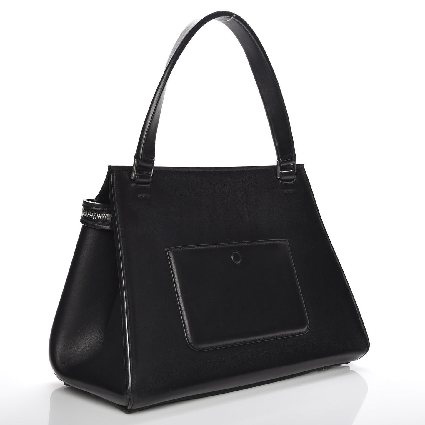 Textured Calfskin Small Bi-Color Edge Shoulder Bag Black Cream