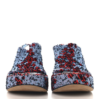 Bottega Veneta Boucle Slide Platform 115 Wedge Sandals 41 Red Blue 3 of 9