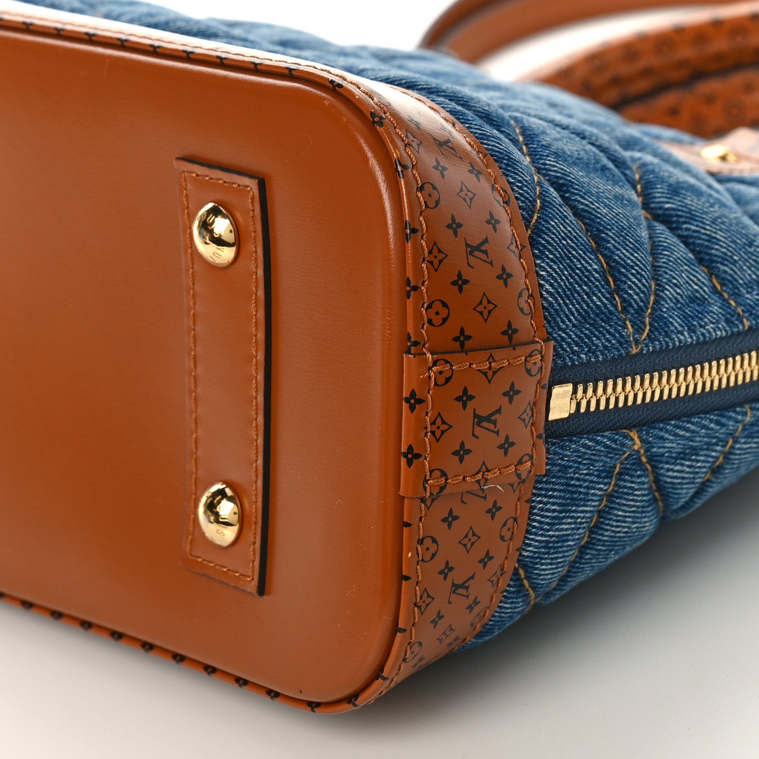 Louis Vuitton Denim Calfskin Reverse Monogram Malletage Alma BB Blue 7 of 7