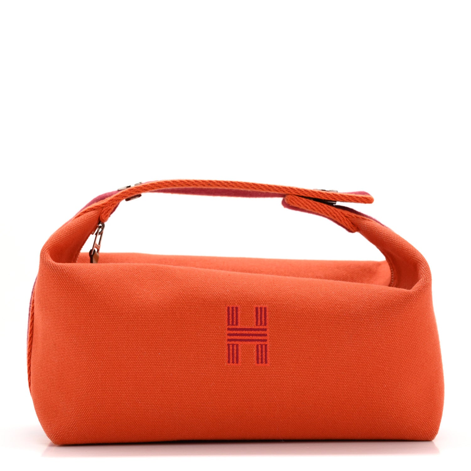 Hermes Canvas Small Bride-A-Brac Pouch Orange Burgundy 1 of 8
