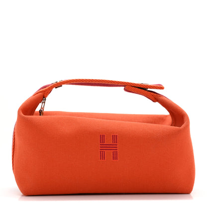 Hermes Canvas Small Bride-A-Brac Pouch Orange Burgundy 1 of 8