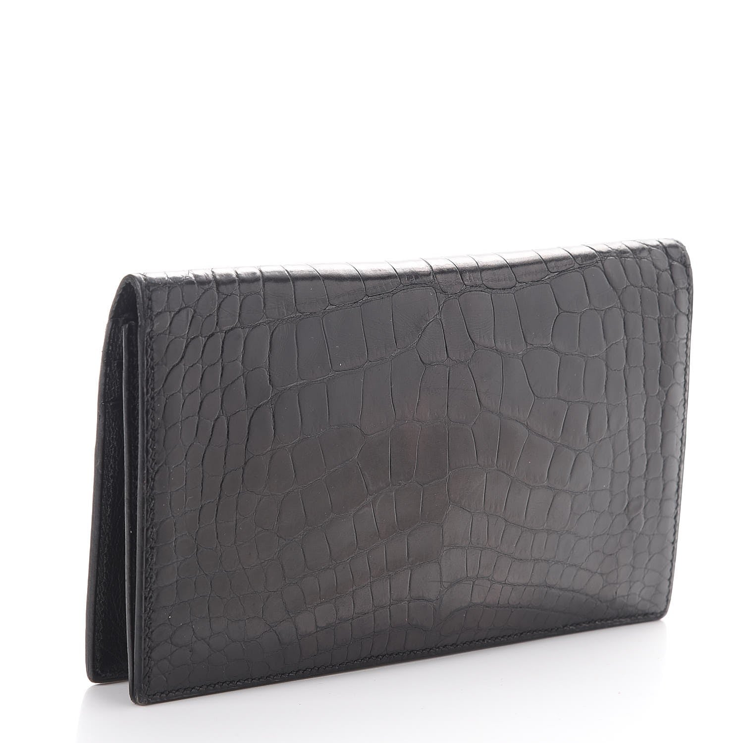 Hermes Alligator MC2 Fleming Checkbook Holder Wallet Black 3 of 7