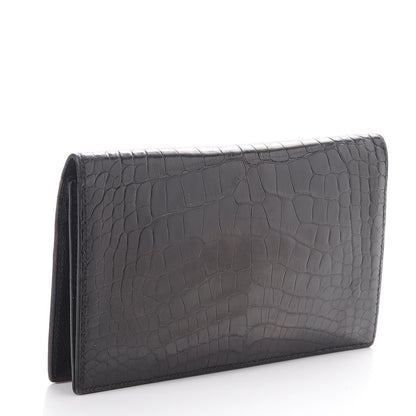 Hermes Alligator MC2 Fleming Checkbook Holder Wallet Black 3 of 7