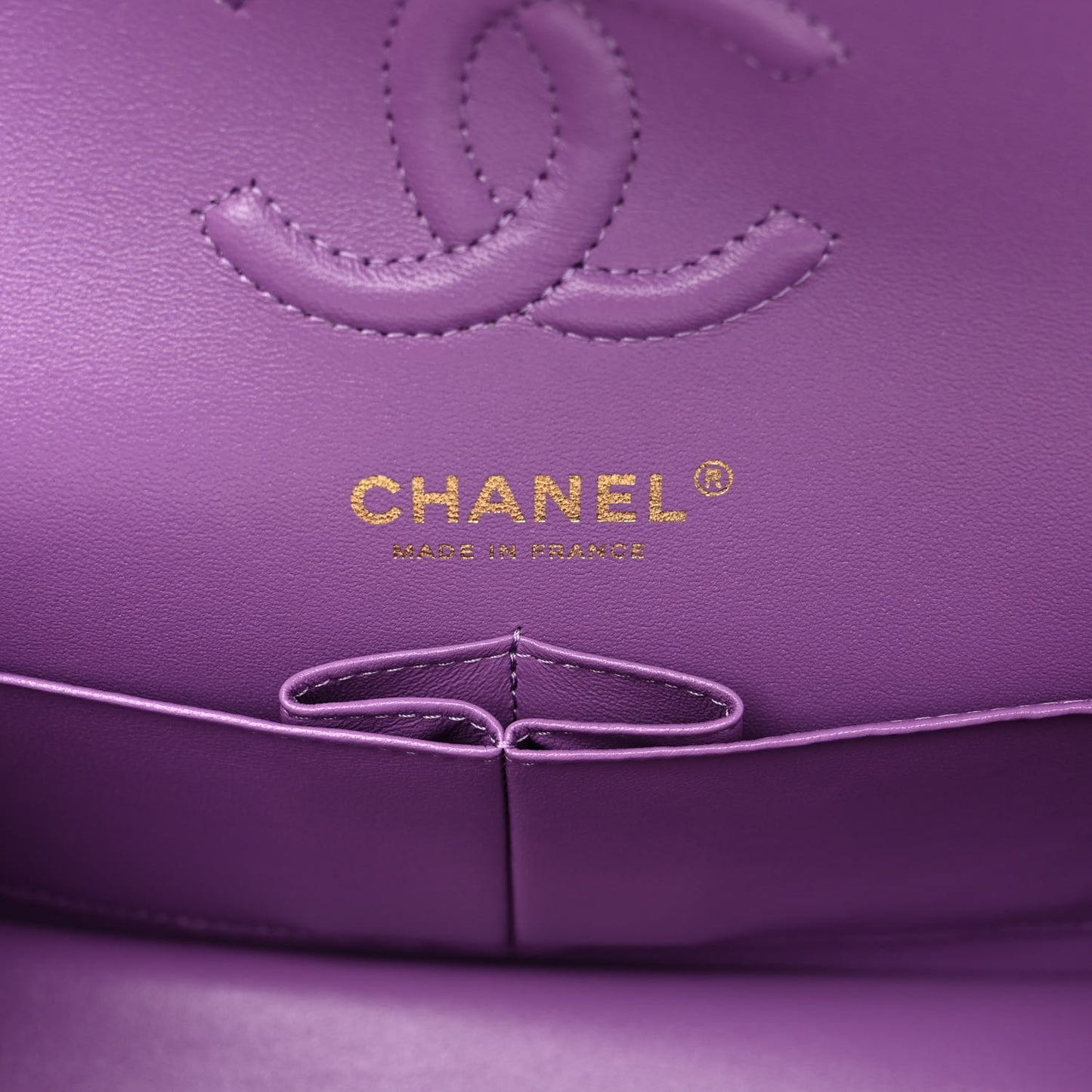 Lambskin Quilted Small Double Flap Purple