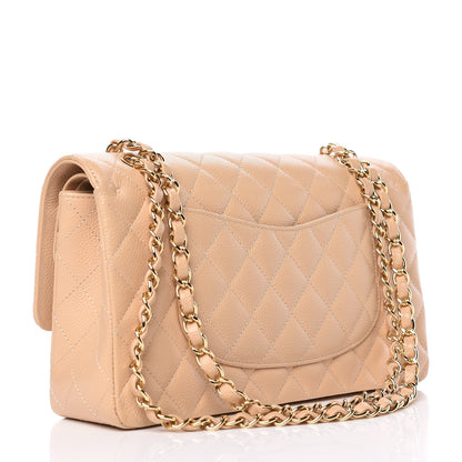 Chanel Caviar Quilted Medium Double Flap Beige Clair 3 of 9
