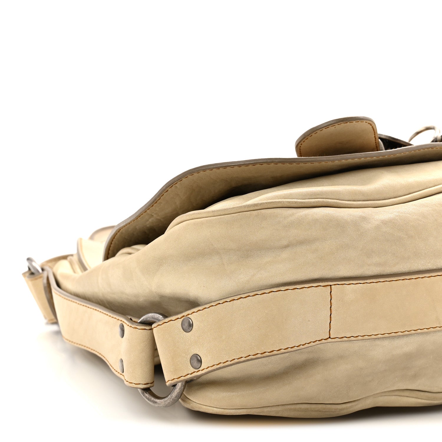 Christian Dior Calfskin Medium Gaucho Double Saddle Bag Ivory 9 of 13