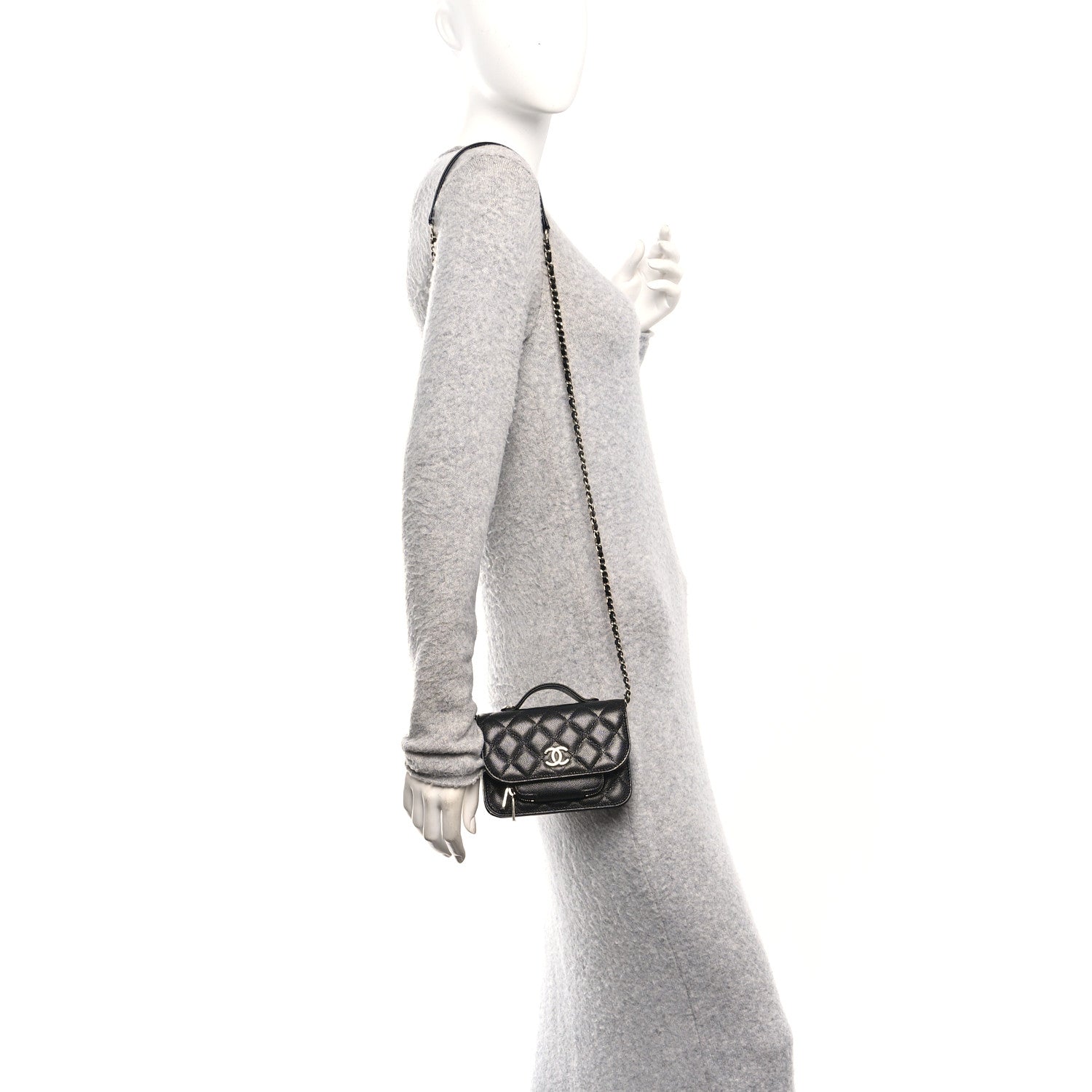Chanel Caviar Quilted Business Affinity Clutch With Chain Black 2 of 12