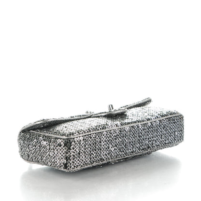 Chanel Sequin East West Flap Dark Silver 4 of 9