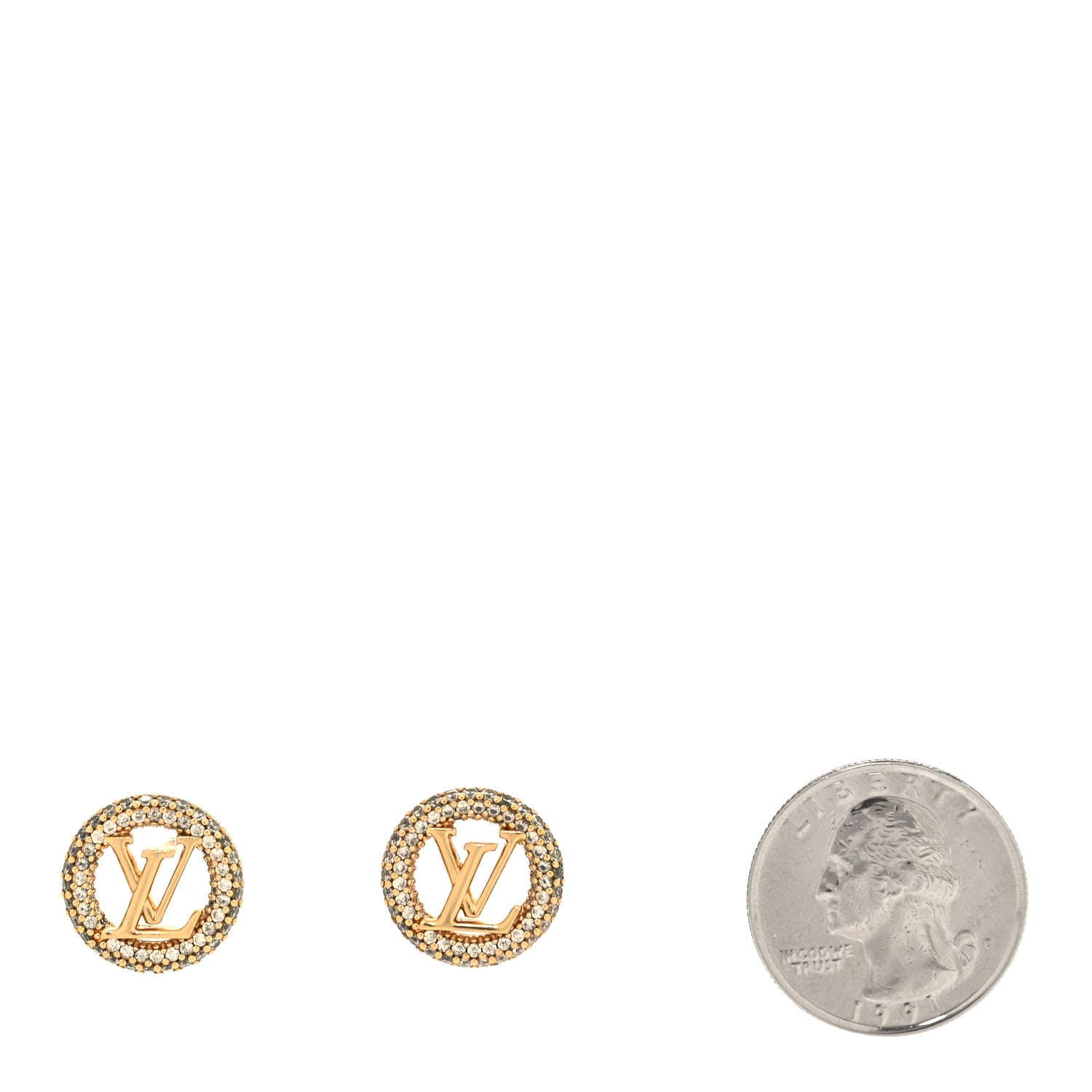 Louis Vuitton Metal Crystal Louise By Night Earrings Gold 2 of 4