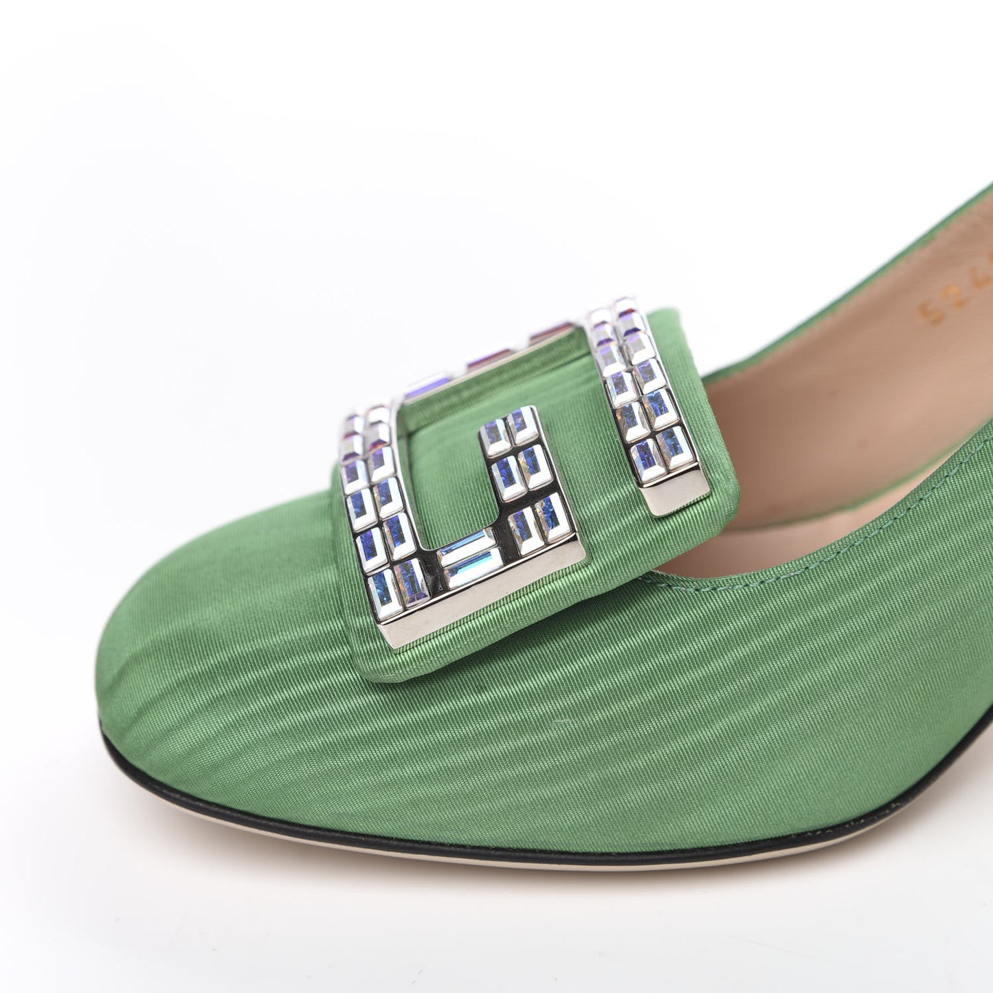 Moire Fabric Crystal Square G Madelyn Slingbacks 36 New Shamarock