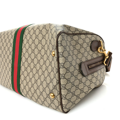 Gucci GG Supreme Monogram Textured Dollar Calfskin Web Medium Ophidia Carry-On Duffle Bag Beige Ebony New Acero 9 of 9