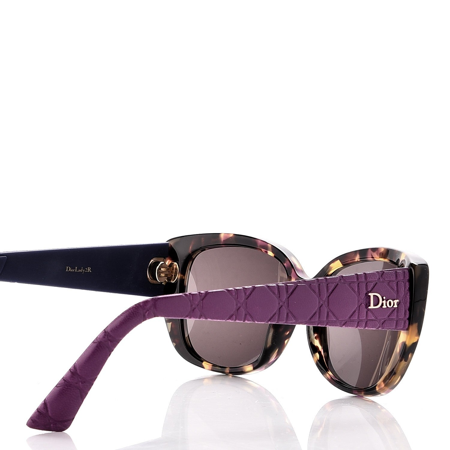 Christian Dior Lambskin Cannage Dior Lady 2R Sunglasses Havana Purple 4 of 6