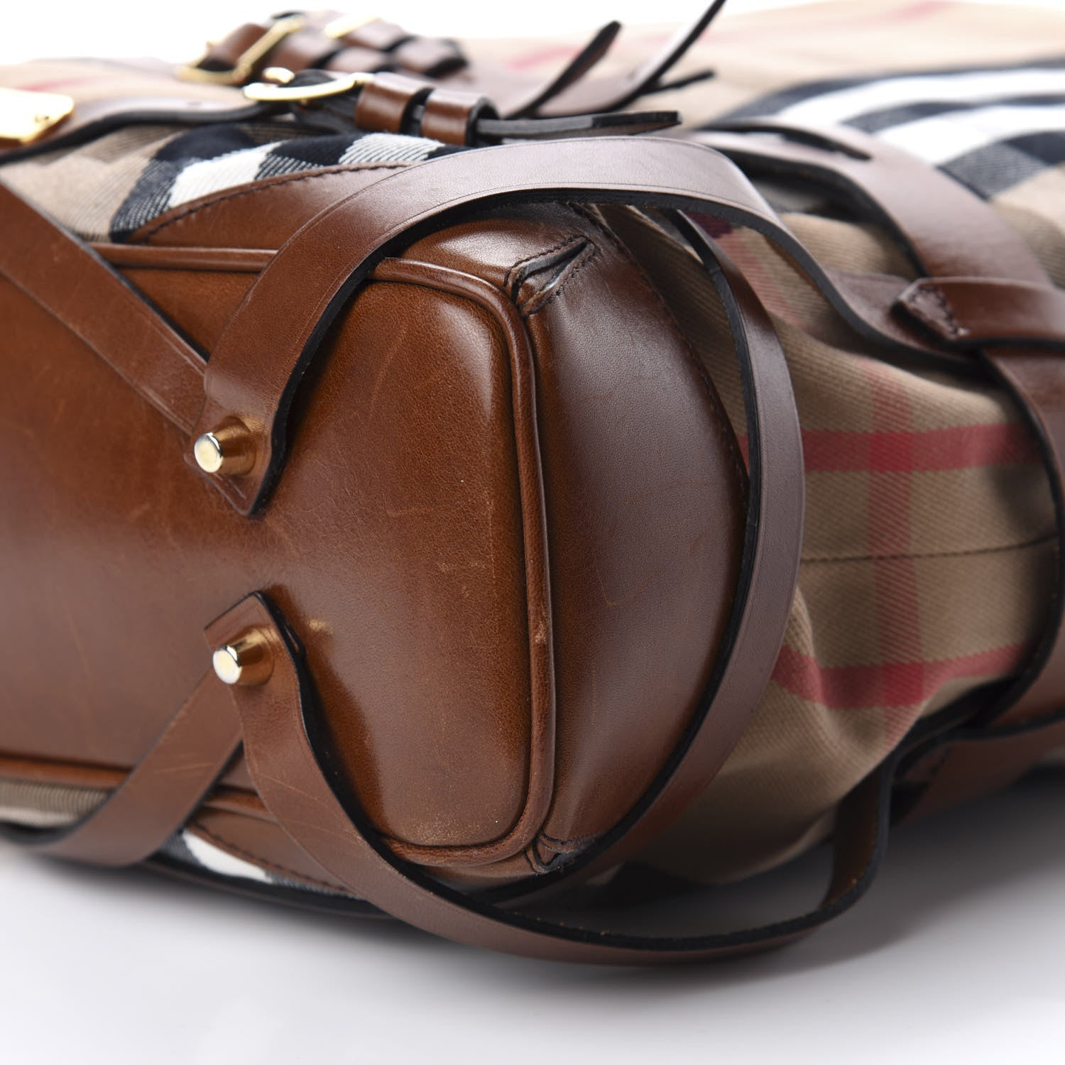 Burberry House Check Bridle Calfskin Medium Gosford Hobo Dark Tan 8 of 13