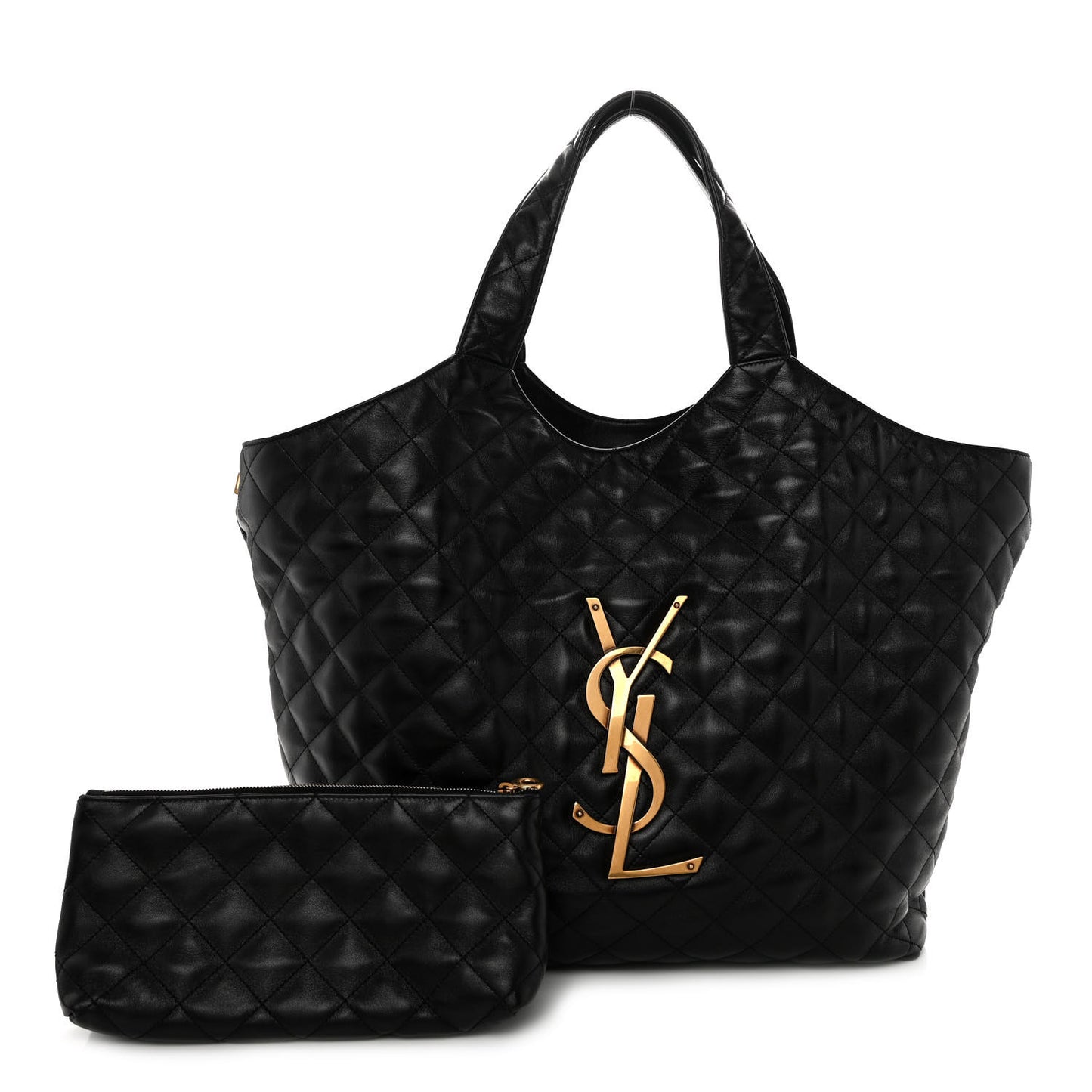Lambskin Quilted Maxi Icare Shopping Tote Black