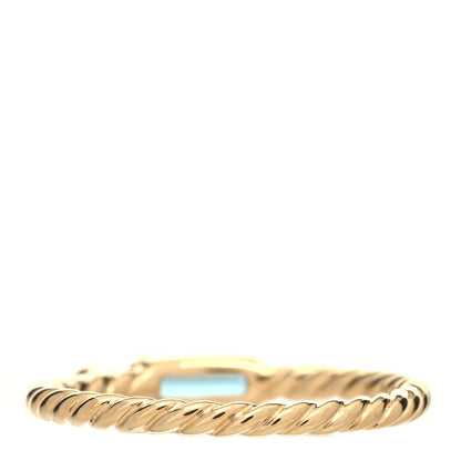 David Yurman 18K Yellow Gold Diamond Blue Topaz Novella Ring 52 6 3 of 4