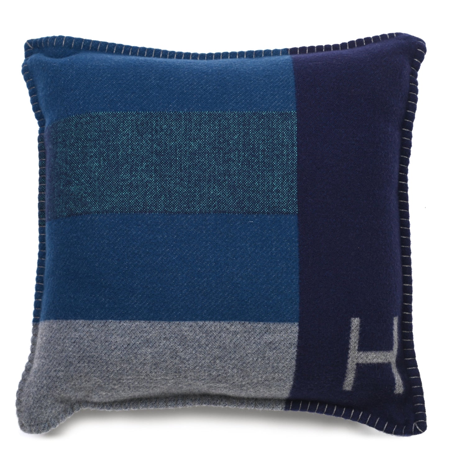 Wool Cashmere Casaque H Pillow Marine Acier