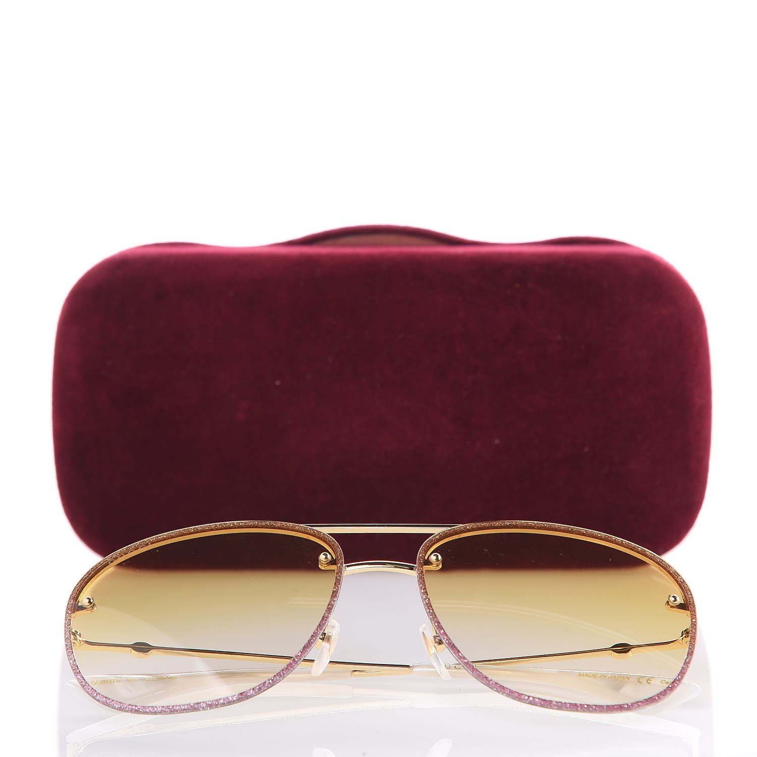 Gucci Metal Glitter Aviator Sunglasses G0227S Pink Gold 8 of 8