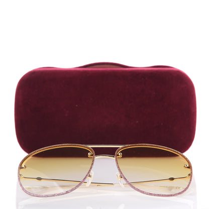 Gucci Metal Glitter Aviator Sunglasses G0227S Pink Gold 8 of 8