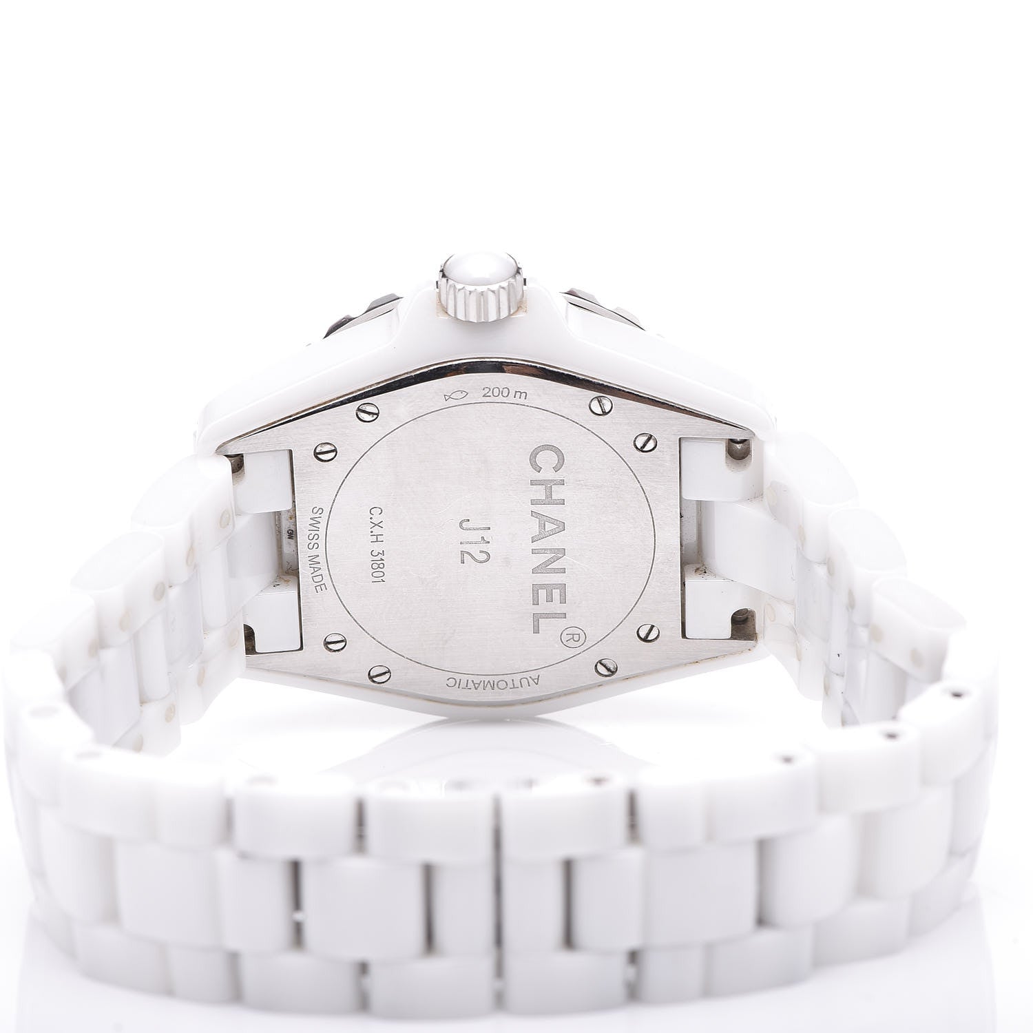 Chanel Stainless Steel Ceramic Diamond 38mm J12 Automatic Watch White 5 of 7