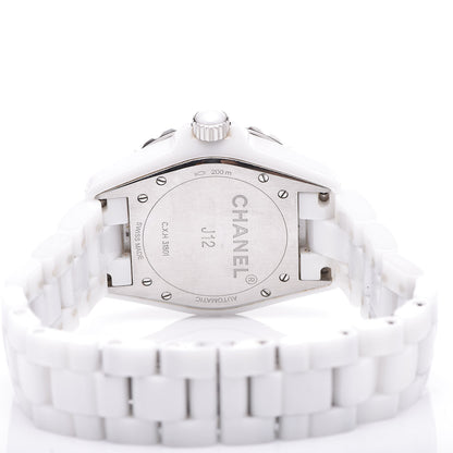 Chanel Stainless Steel Ceramic Diamond 38mm J12 Automatic Watch White 5 of 7