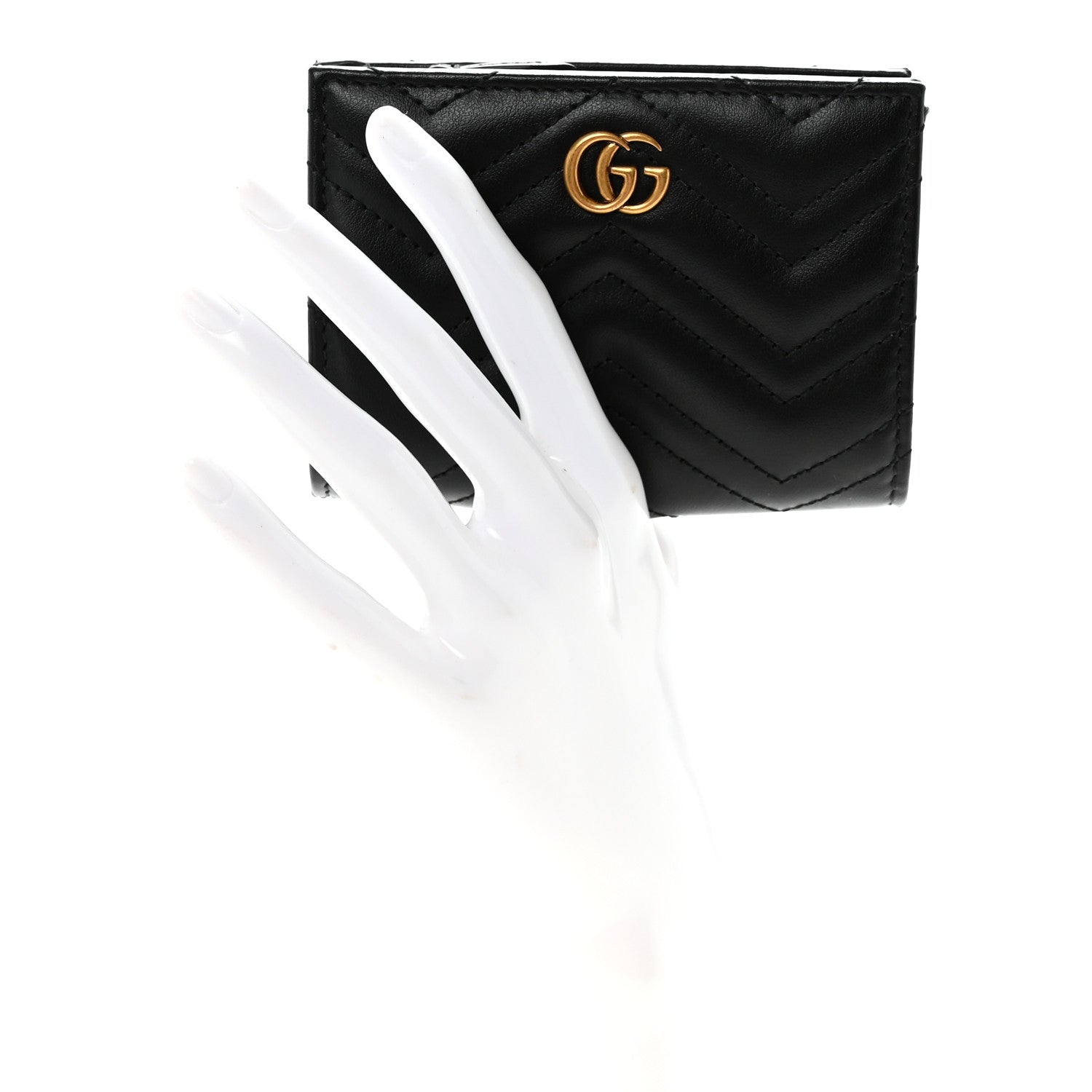 Gucci Calfskin Matelasse GG Marmont Card Case Wallet Black 2 of 8