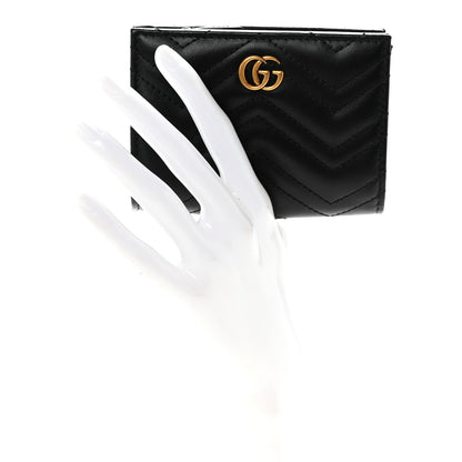 Gucci Calfskin Matelasse GG Marmont Card Case Wallet Black 2 of 8