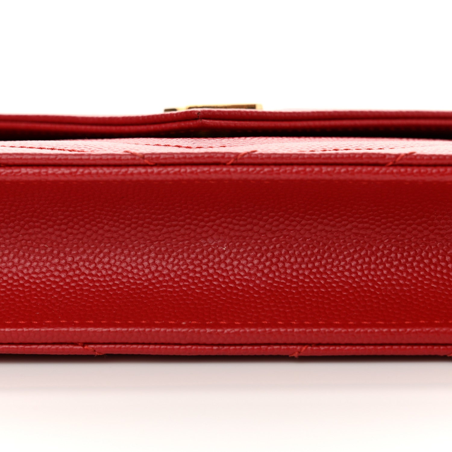 Saint Laurent Grain De Poudre Matelasse Chevron Monogram Envelope Chain Wallet  New Red 13 of 14
