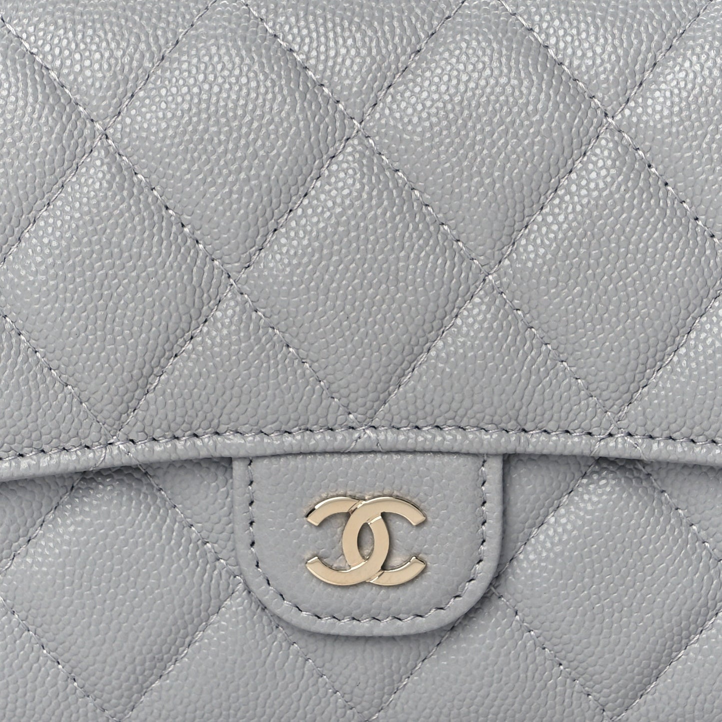 Caviar Quilted Large Flap Wallet Grey