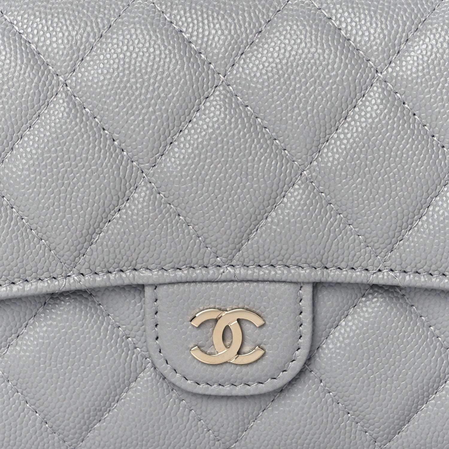 Chanel Caviar Quilted Large Flap Wallet Grey 8 of 9
