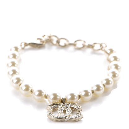 Chanel Crystal Pearl CC Bracelet Gold 1 of 6