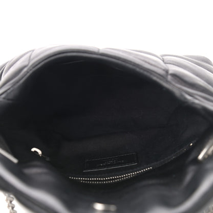 Saint Laurent Lambskin Quilted Toy Loulou Puffer Monogram Chain Satchel Black 4 of 10