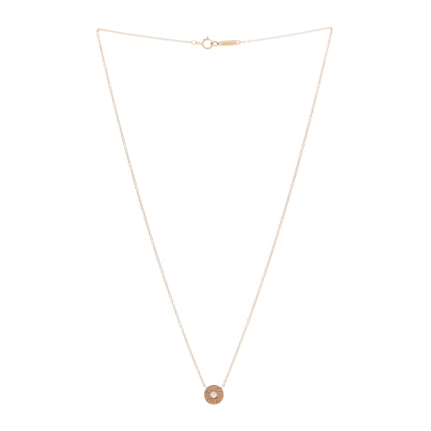 18K Rose Gold Diamond 1837 Circle Pendant Necklace