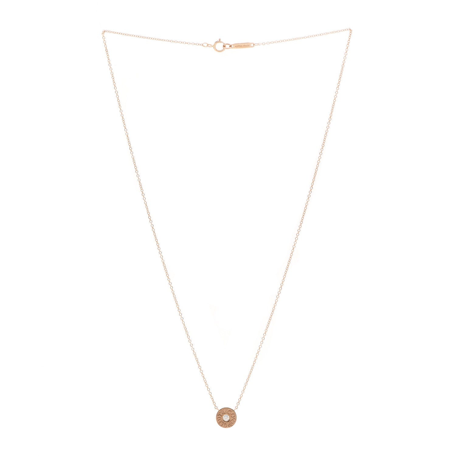 Tiffany 18K Rose Gold Diamond 1837 Circle Pendant Necklace 3 of 6