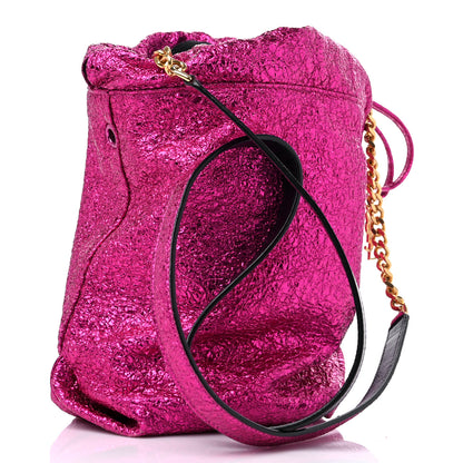 Saint Laurent Crinkled Calfskin Small Teddy Bucket Bag Pink 4 of 11