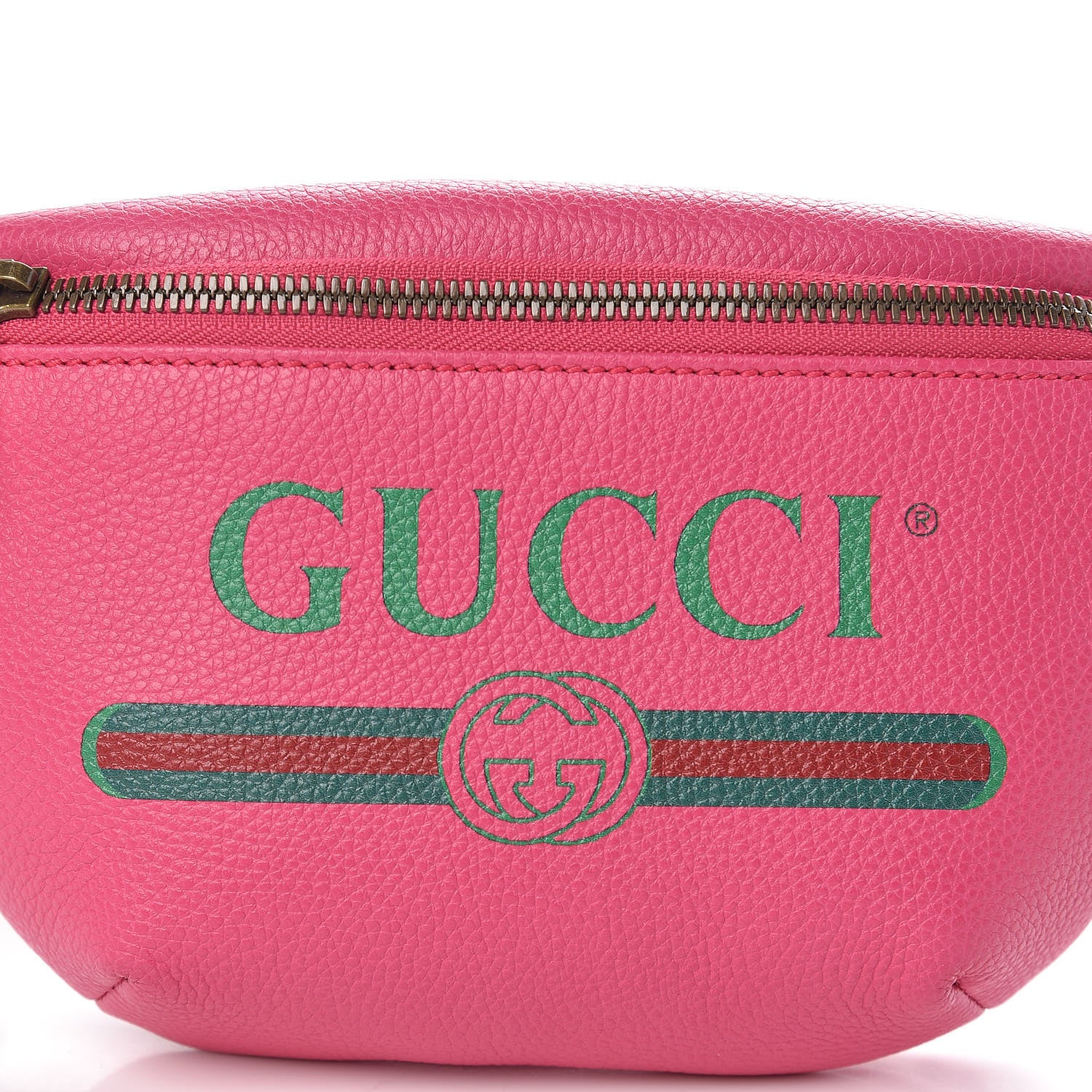 Gucci Grained Calfskin Small Logo Belt Bag Box Pink Green 8 of 10