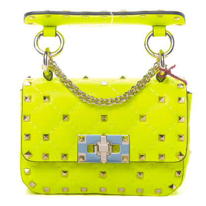 Valentino Garavani Calfskin Micro Rockstud Spike Shoulder Bag Lime 1 of 9