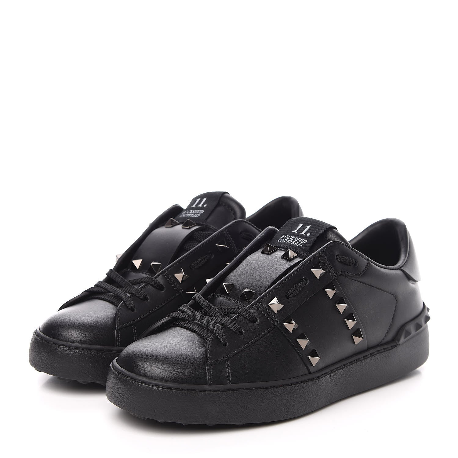 Valentino Garavani Calfskin Womens Rockstud Untitled Open Sneakers size 36.5 Black 3 of 8