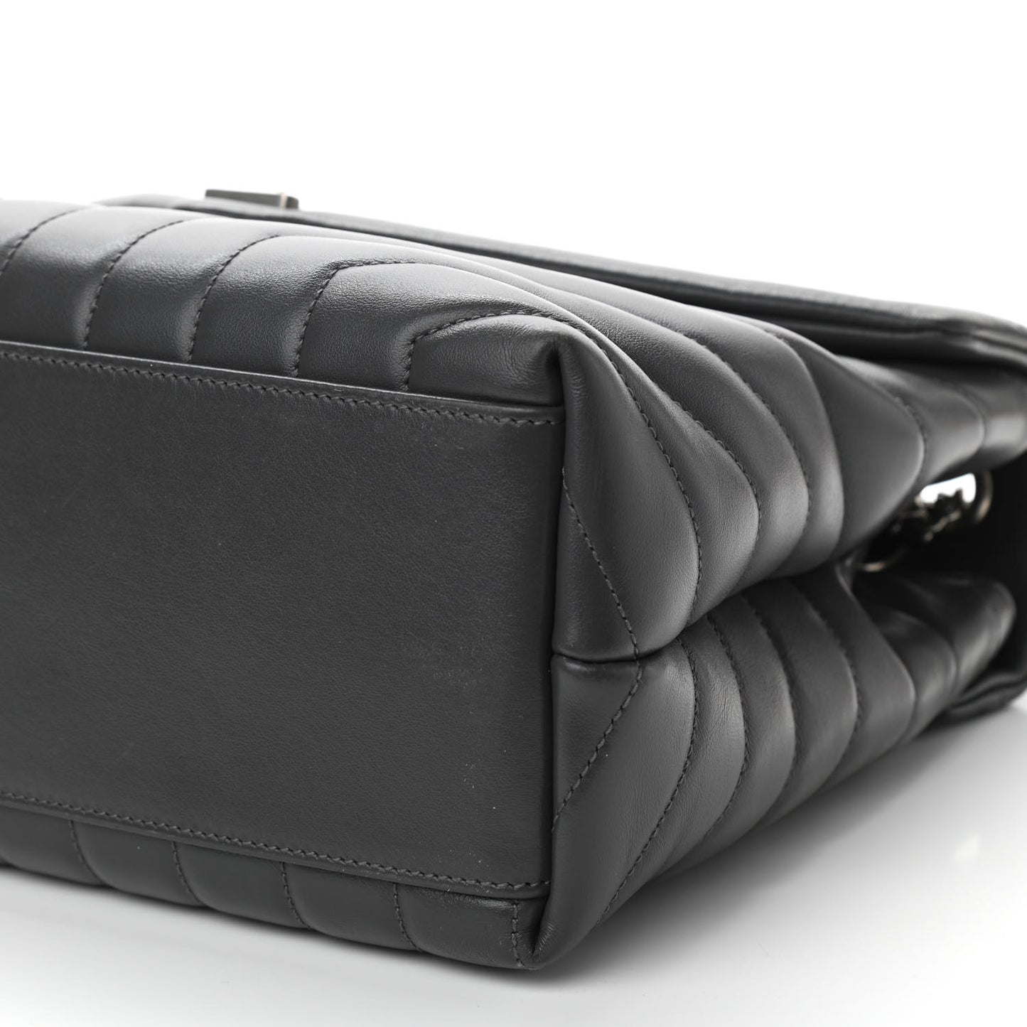Calfskin Y Quilted Monogram Medium Loulou Chain Satchel Grey