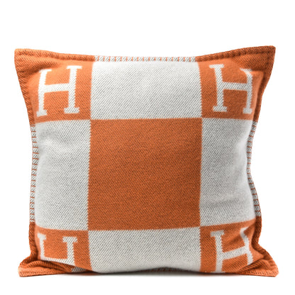 Hermes Wool Cashmere Avalon Pillow PM Ecru Potiron 1 of 3