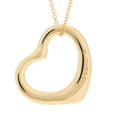 Tiffany 18K Yellow Gold 22mm Elsa Peretti Open Heart Pendant Necklace 3 of 4