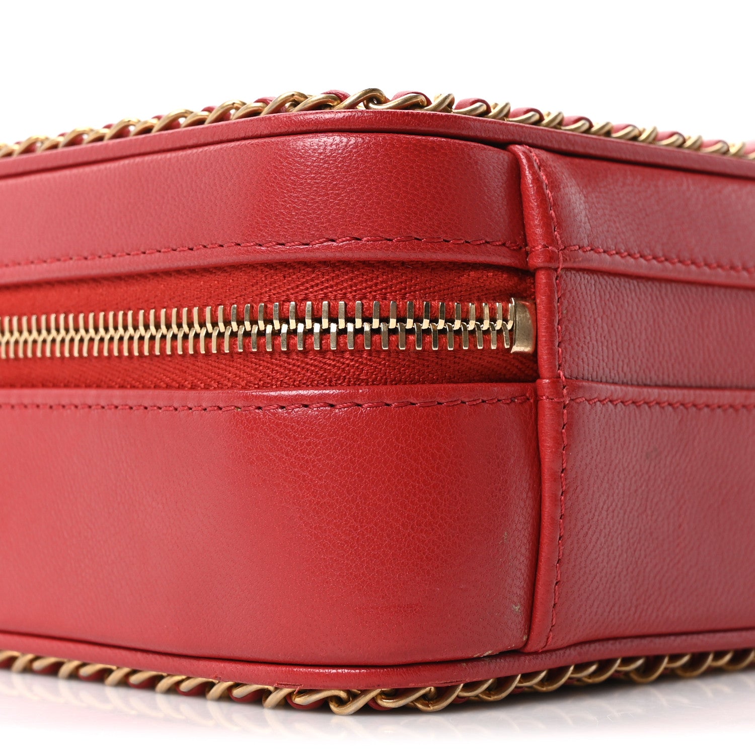 Chanel Goatskin Quilted Small CC Filigree Vanity Case Red 9 of 10