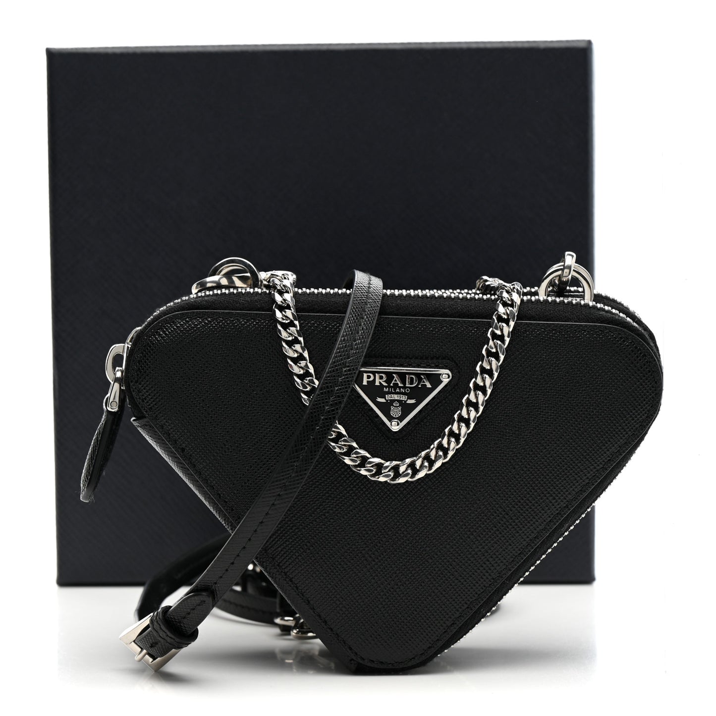 Saffiano Mini Triangle Crossbody Pouch Black