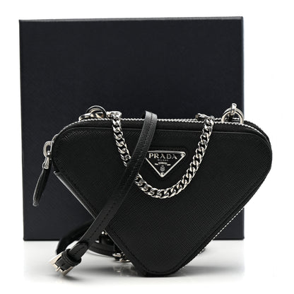 Prada Saffiano Mini Triangle Crossbody Pouch Black 16 of 16