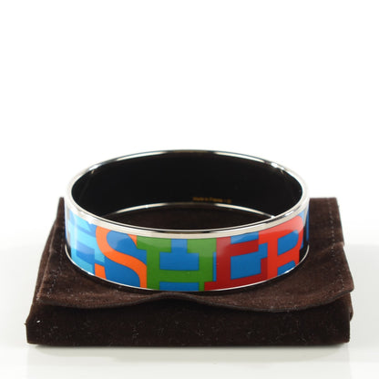 Hermes Enamel Wide Printed Capitales Bracelet 62 3 of 6