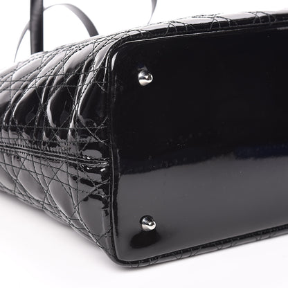 Christian Dior Patent Cannage Medium Panarea Tote Black 6 of 9