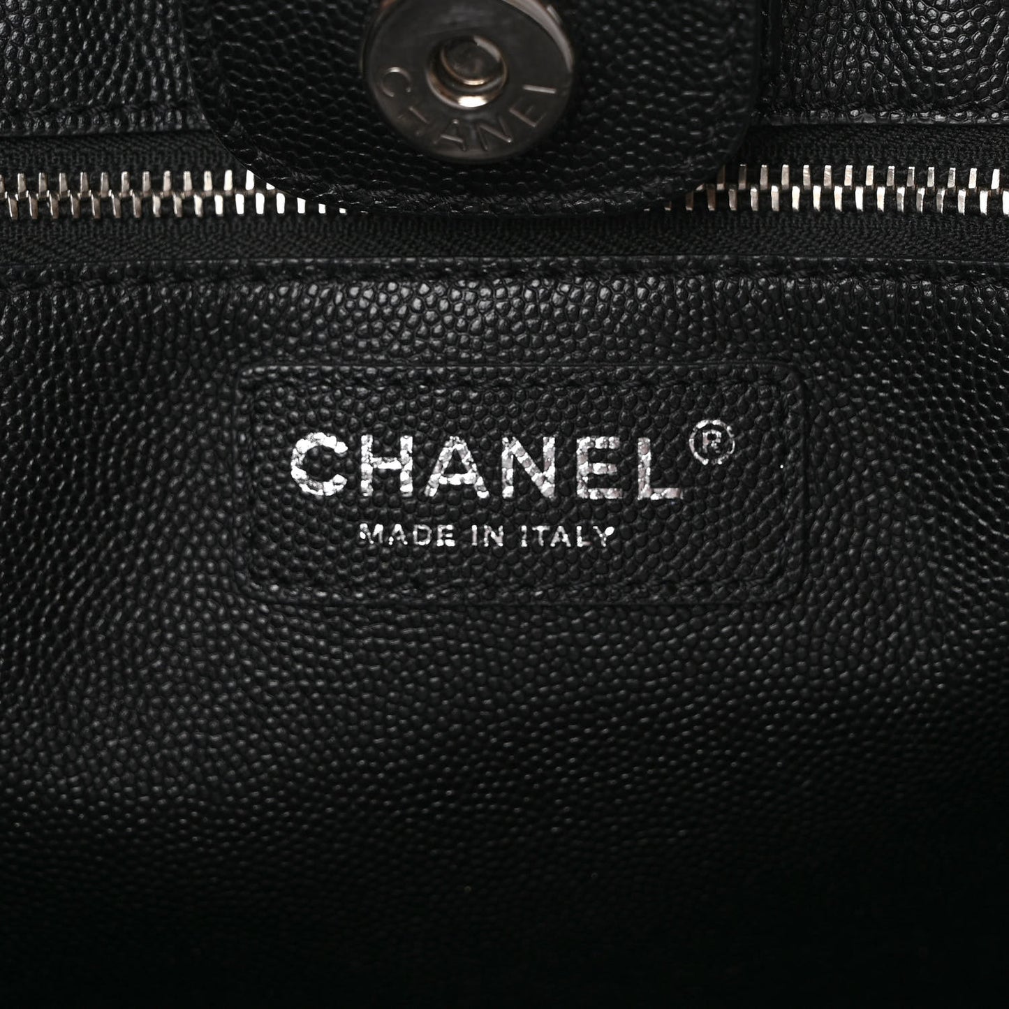 Caviar Stitched Large Shopping Tote Black