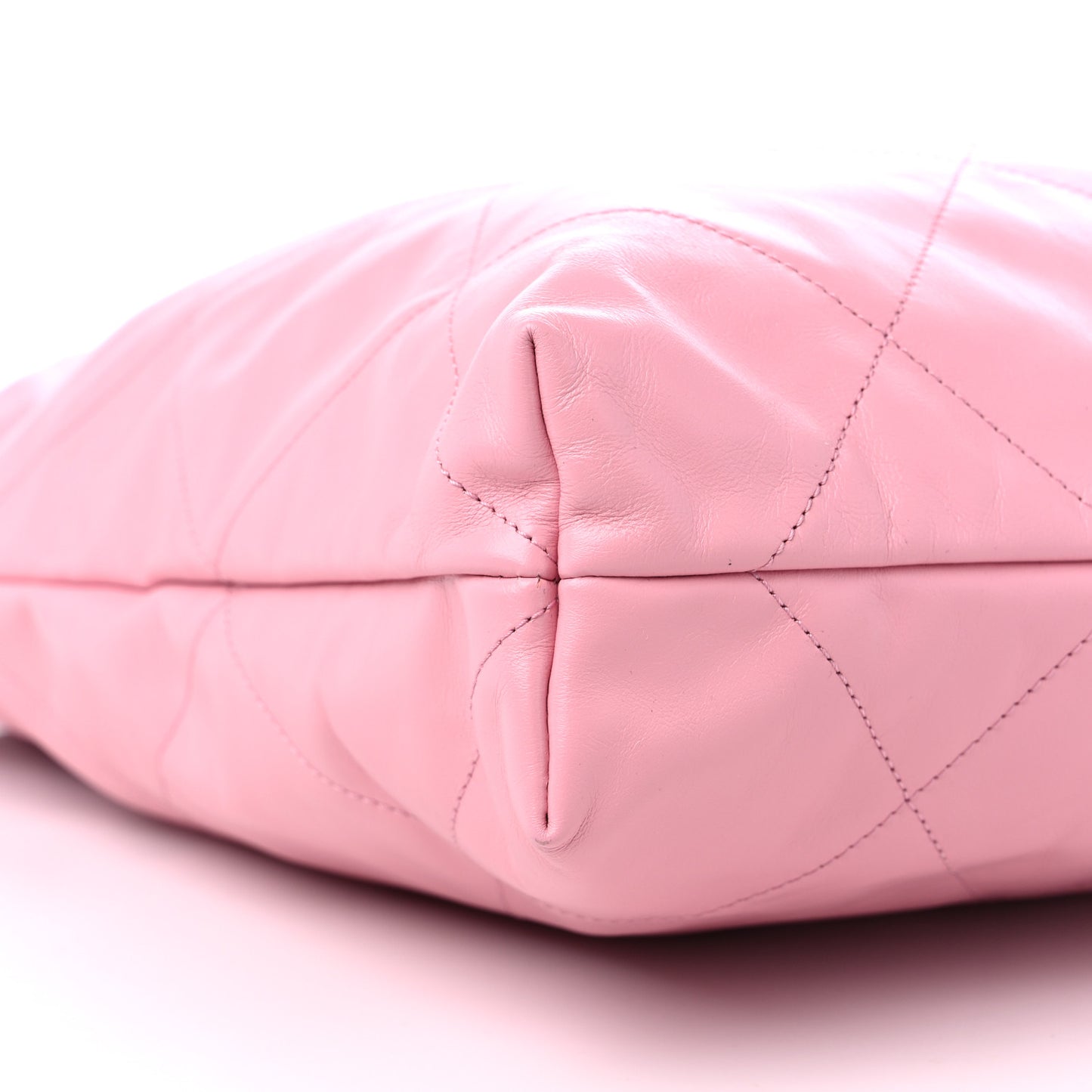 Shiny Calfskin Quilted Chanel 22 Drawstring Bag Light Pink