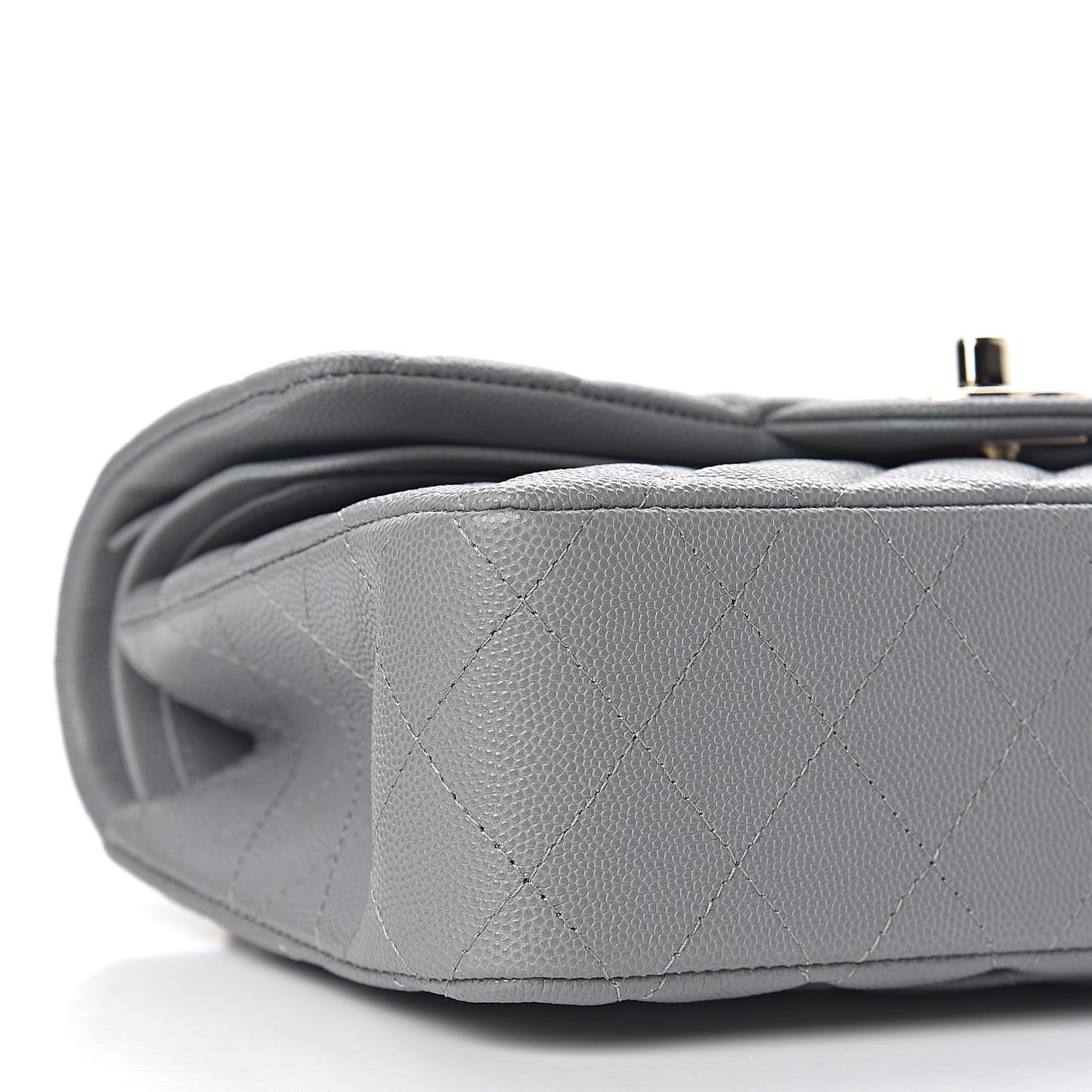 Caviar Quilted Small Double Flap Grey