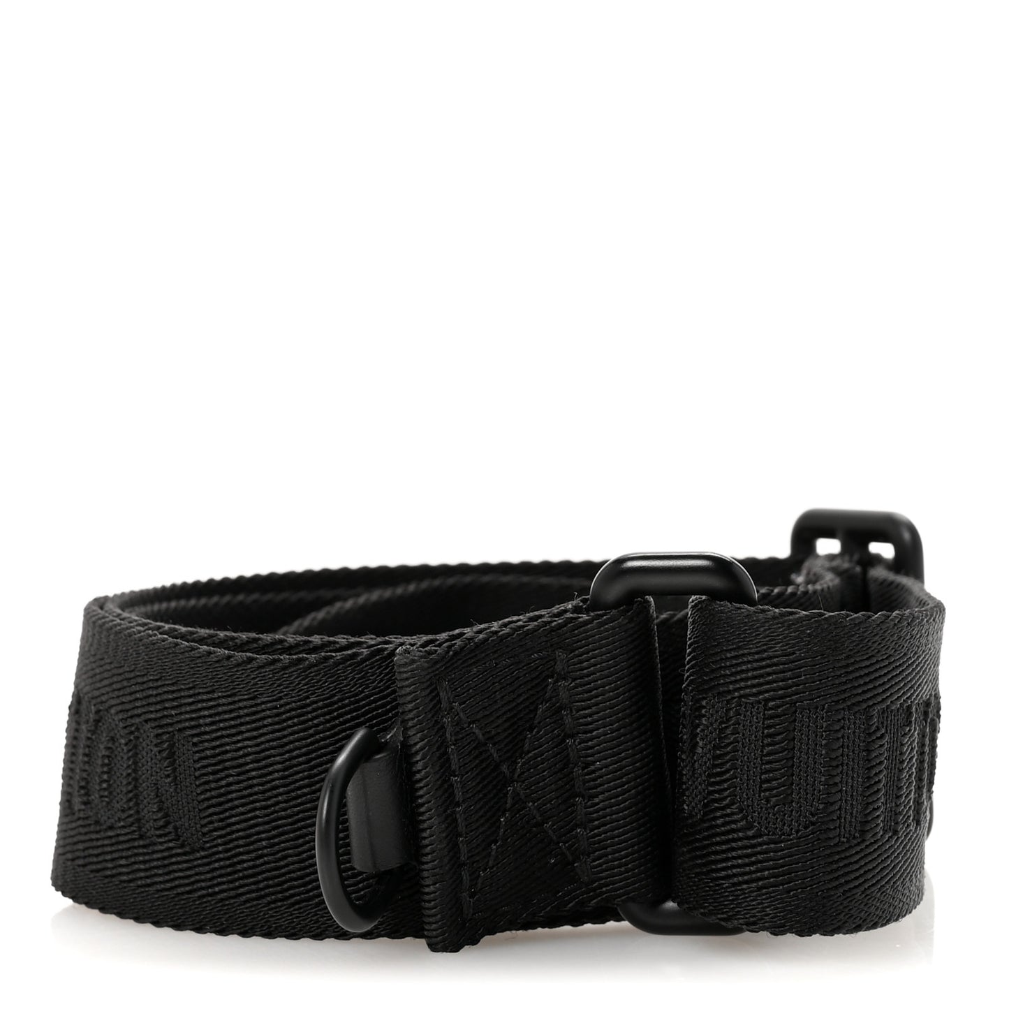 Nylon Calfskin Shoulder Strap Black Black