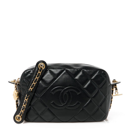 Chanel Lambskin Quilted Small Diamond CC Camera Case Black 1 of 10